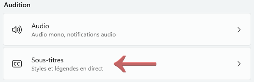 sous-titres dans options d'accessibilité