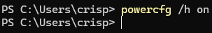 Commande "powercfg /h on"