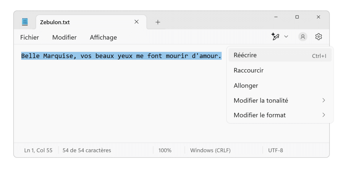 réécriture Bloc-notes