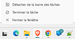 Terminer la tache dans menu contextuel