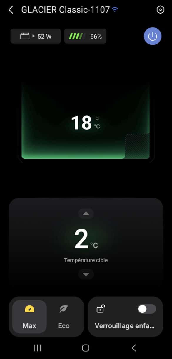 consommation refroidissement glacier