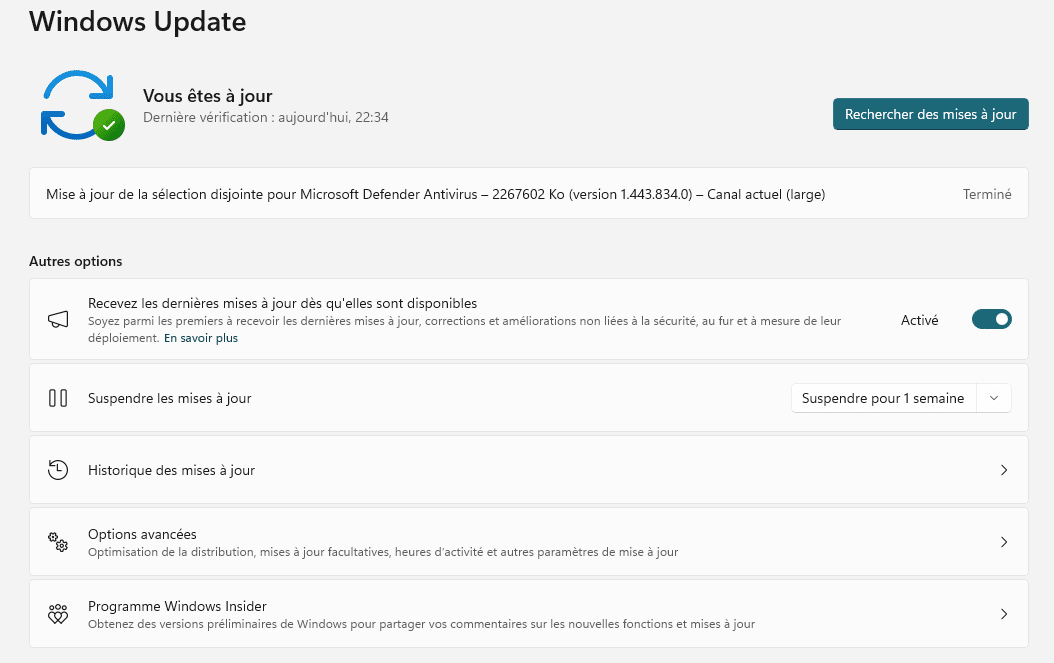 téléchargement mise à jour Windows Update en cours