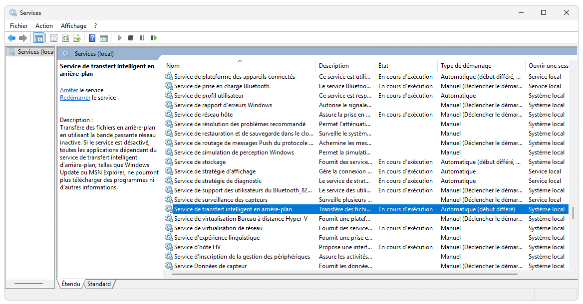 Service de transfert intelligent en arrière-plan