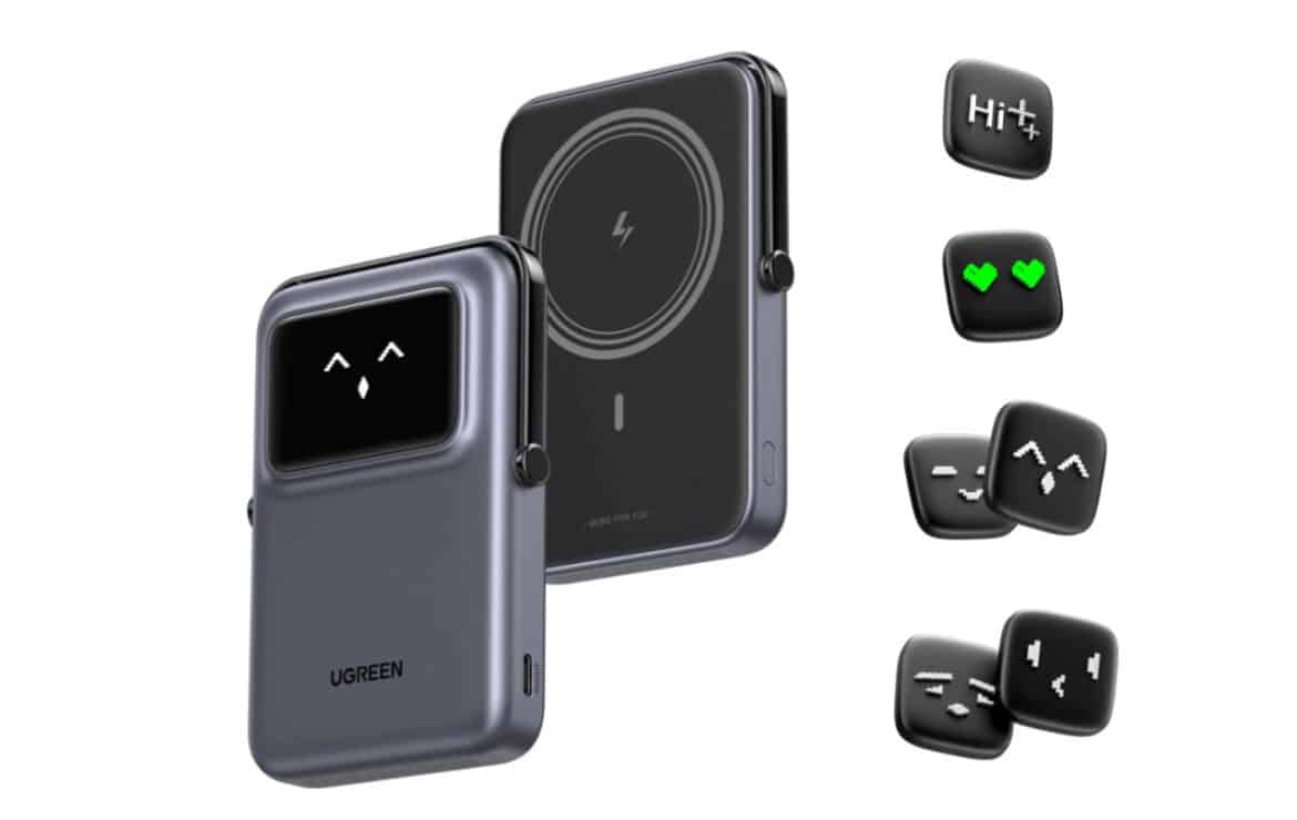 UGREEN Uno batterie externe sans fil magnétique 10 000 mAh avec écran TFT couleur