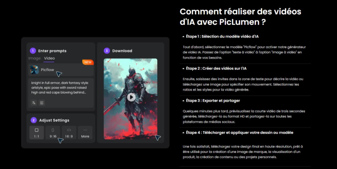 Interface de création de vidéos par IA