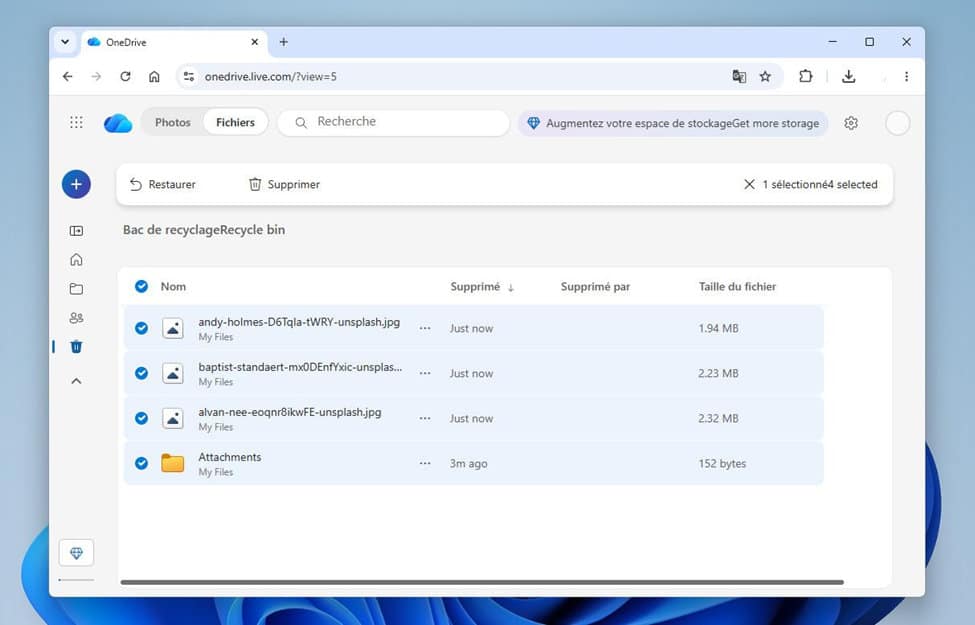 corbeille OneDrive