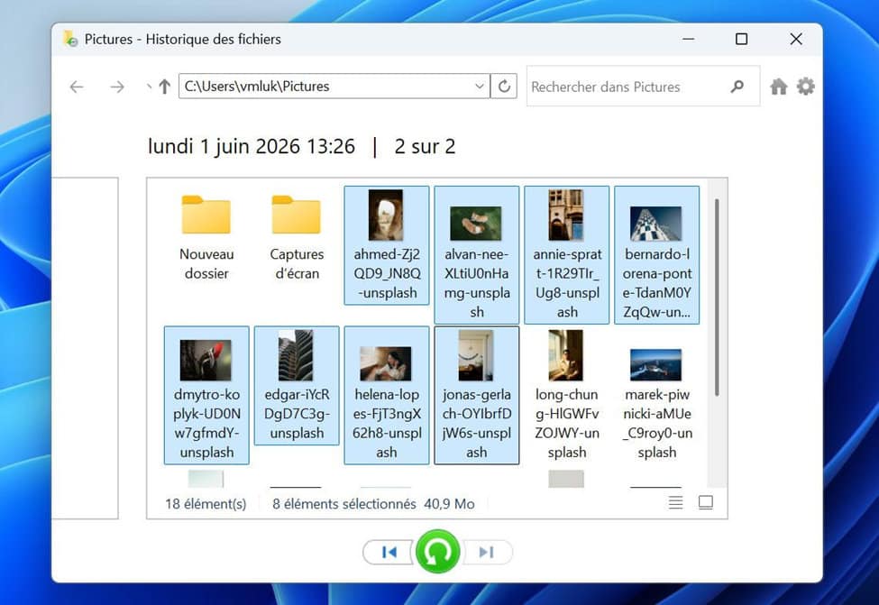 historique fichiers OneDrive