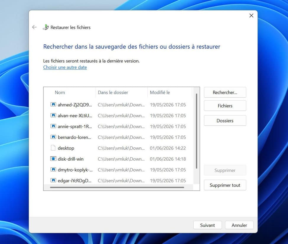 restauration fichiers
